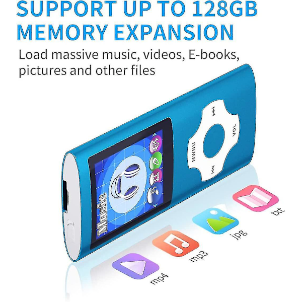 Bluetooth 5.0 Mp3 / Mp4 -soitin 32 Gt muistikortilla, 1,8 tuuman LCD-näyttö, tukee jopa 128 Gt / video / äänen tallennusta / FM-radiota / e-kirjanlukijaa / kuvan katselua Dar