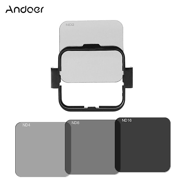Andoer Firkantet Linsefilter Beskyttelsessæt (ND2/ND4/ND8/ND16) Udskiftning til GoPro Hero4 Session med Filtermonteringsrammeholder