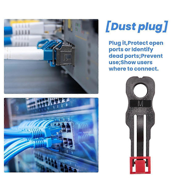 100 stk. Rød RJ45 Port Ethernet LAN Hub Anti-støvdeksel Plugghette Blokkeringsbeskyttelse med Proprietær Lås og Nøkkel