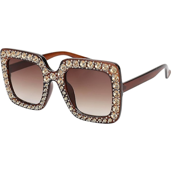 Uppgraderade Rol Girl Elton Square Rhinestone Solglasögon Överdimensionerade Diamant Bling Bling Glasögon