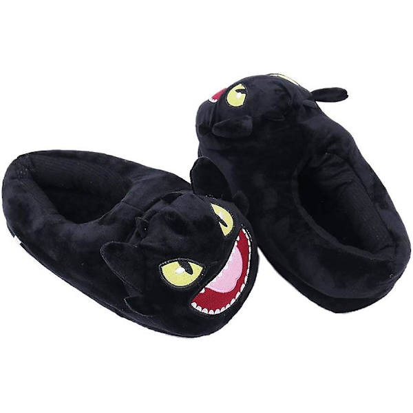 Talviset lämpimät sisätossut - Mukavat pehmeät plushiset hauskat piirretty kissan ja lohikäärmeen tossut - Aikuisten, lasten ja teinien lämpimät kotitossut