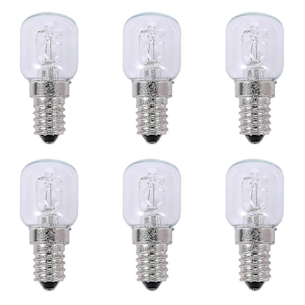 6x E14 Højtemperatur Pære 500 Grader 25w Halogen Bubble Ovn Pære E14 250v 25w Kvarts Pære