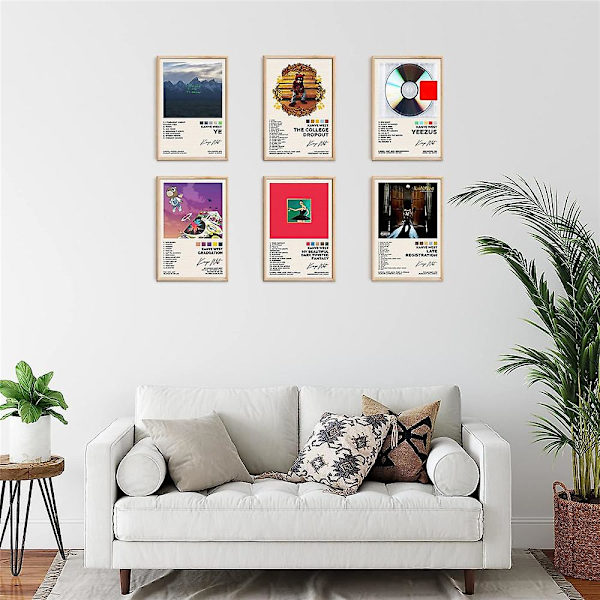 Plakater Kanye West Album Cover Rapper Musik Plakater Væghængt Rum Æstetisk Hjem Dekoration Gaver Uindrammet 6stk/sæt