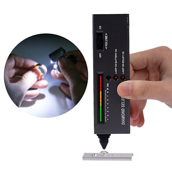 Portabel Diamant Testare Penna Med 60x LED-Upplyst Lupp Förstoringsglas Combo