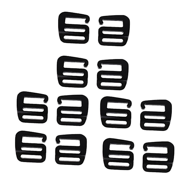 6 Par 1''/25mm G-Krog Taktisk Webbing Spænde kompatibel med Rygsækstropper Sort