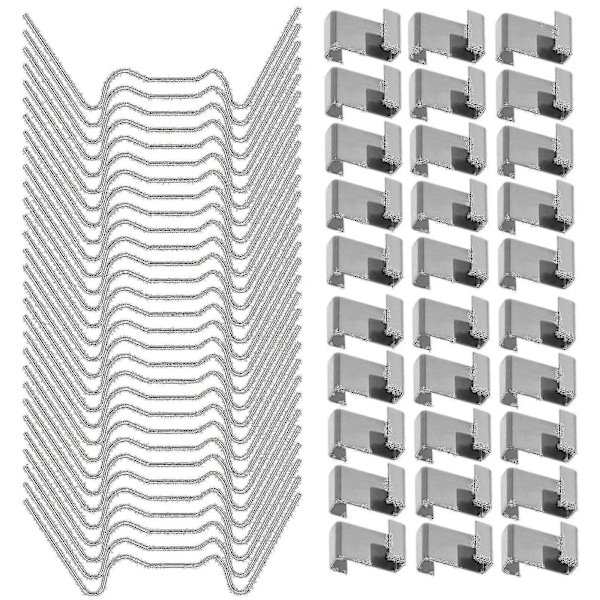 100 st Greenhouse-klämmor för glas, rostfritt stål Greenhouse-fönsterklämmor Glasrutsfixering