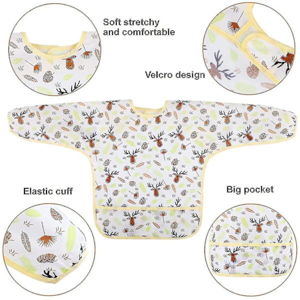 5 st Baby Bibseves - Vattentät Långärmad Haklapp Unisex Matningshaklappar