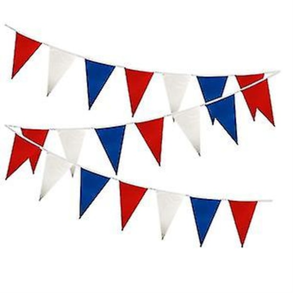 USA Independence Day Triangulär Vimpel Banner Bunting Flaggor - Röd Blå och Vit Evenemang Dekoration