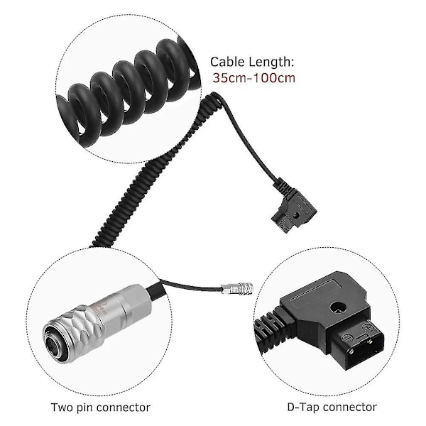 D-tap til BMPCC 4K 2-pins låse strømledning for Pocket Cinema Camera 4K for V-montert batteri