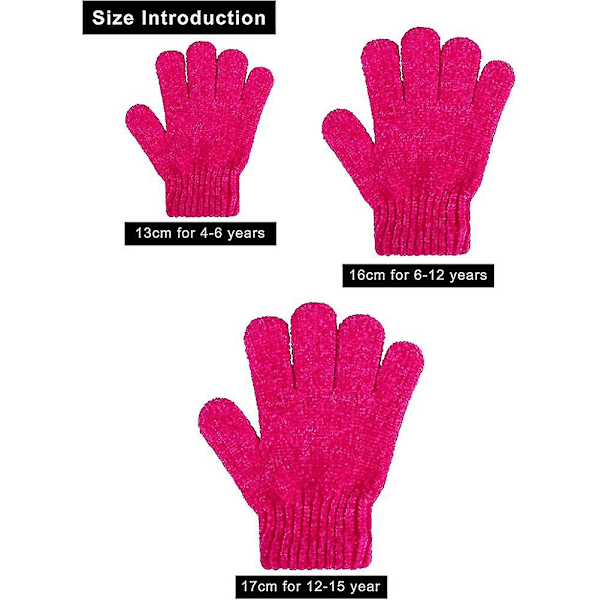 12 par varma barnhandskar i chenille-kashmir, stretchiga stickade handskar för pojkar