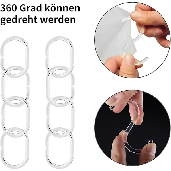 24 Pakk Dusjgardinringer, C-Formet Plast Dusjgardinringer Kroker Dusjgardinringer Henger Transparent Dusjgardinringer For Dusjvindu Stang