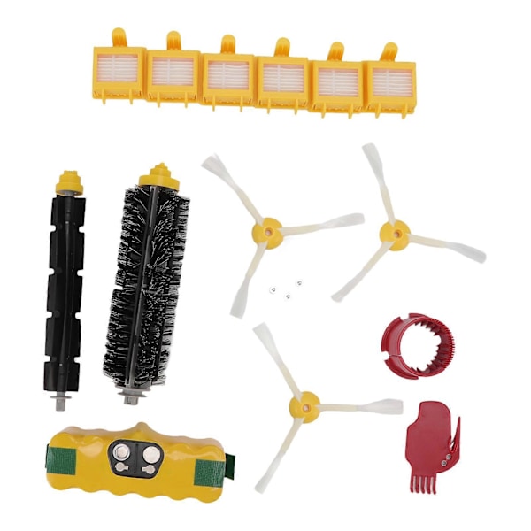3500mAh 14.4V NiMH Batteri, Børster, Filtersett for Roomba Støvsuger - Batteri, Sidebørste, Filter, Hovedbørste Tilbehør
