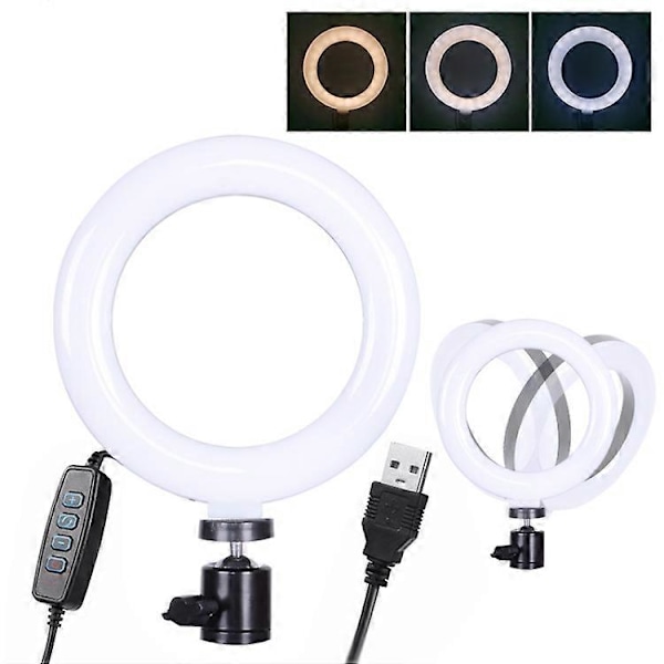 6 tommer Stærk Clip Fill Light med Justerbar Temperatur LED Ring Light Skrivebordscomputer Clip Light