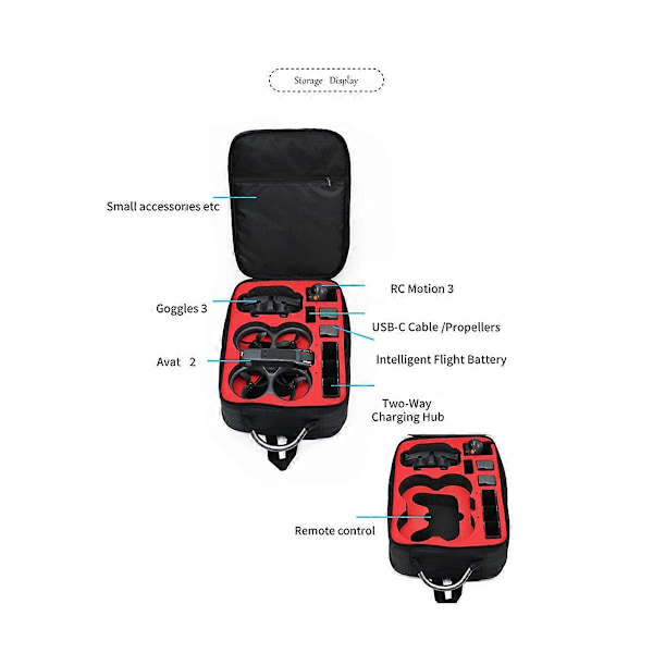 For DJI Avata 2 Ryggsekk UAV Oppbevaringsveske for DJI Avata 2 Fjernkontroll Oppbevaringsetui