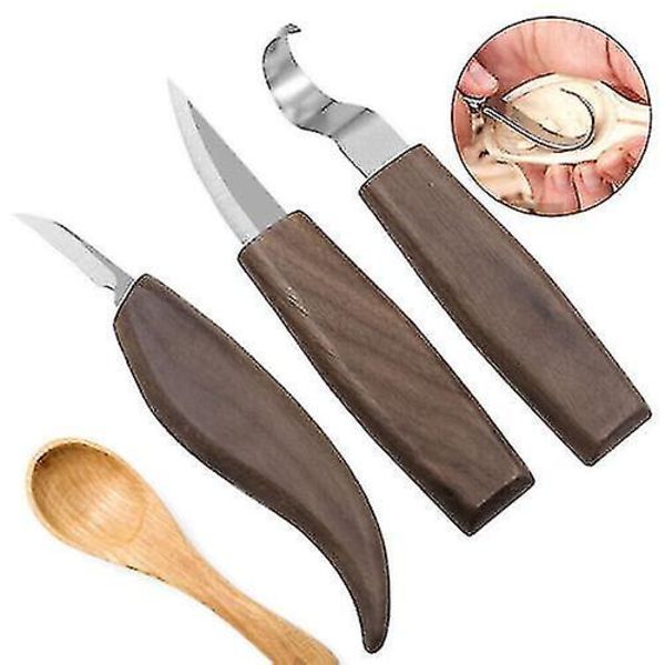 3-pack Träskärvningsverktygsset - Hook Spoon Knivar, Skärning, Whittling, Beaver Craft Steel