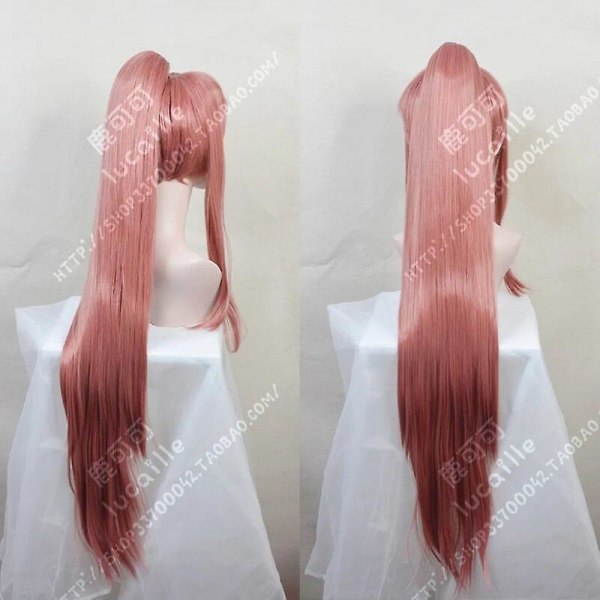 Høj Kvalitet Doki Doki Literature Club! Monika Cosplay Paryk DDLC Aftagelig Hestehale Lang Varmebestandig Hår Parykker + Paryk Hætte + Sløjfe