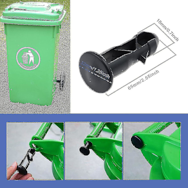 3 Par Hengselbolter Hengselpinner For Søppelbøttelokk Bins For Å Passe 240/120/100/60l Utendørs Søppelbøtter, 65mm X 18mm, Svart Plast