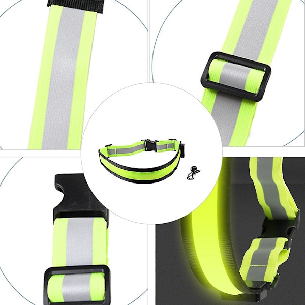 LED-Reflekterande Bälte Justerbart Reflekterande Säkerhetsladdningsbart Bälte (Grönt)