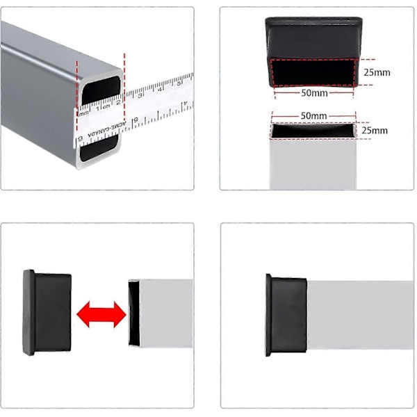 8-pack rektangulära stolsbensöverdrag, halkfria PVC-golvskydd 25 x 50 mm (1\" x 2\")