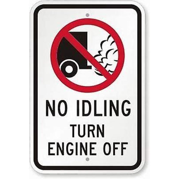 Garage Dekorationsskylt Ingen Idling - Stäng Av Motorn (med Ingen Idling Grafik) Säkerhetsskylt Varningsskylt Tenn Metall Dekorationsskylt 12x16