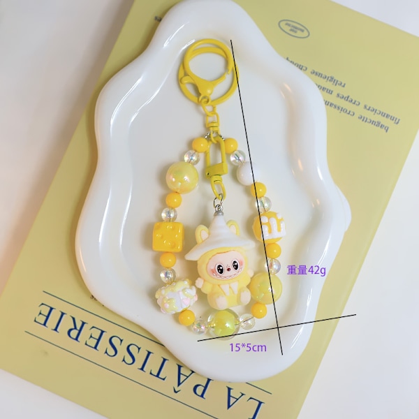 Labubu Macaron Monster Nøglering Spændende Monster Macaron Nøglering Kunstlegetøj Gave 2 stk