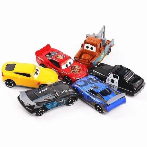 6 stk. Disney Pixar Biler 3 Leke 1:55 Diecast Kjøretøy Metall Legering Biler Lyn McQueen Modellbil