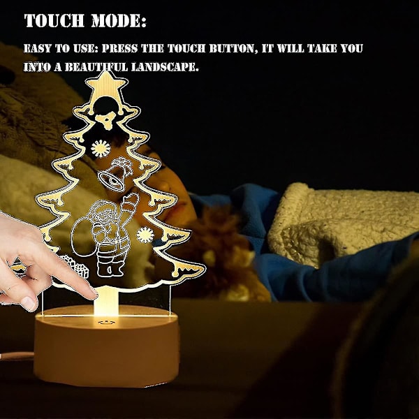 USB-driven 3D-skrivbordslampa med lysande LED-julgran (julgran) Guanguan