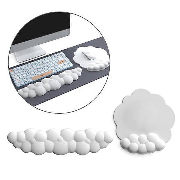Moln Handledsstöd Combo Mus Handledsstöd Ergonomisk Smärtlindring Söta Skrivbordstillbehör Halkfri Set Vit