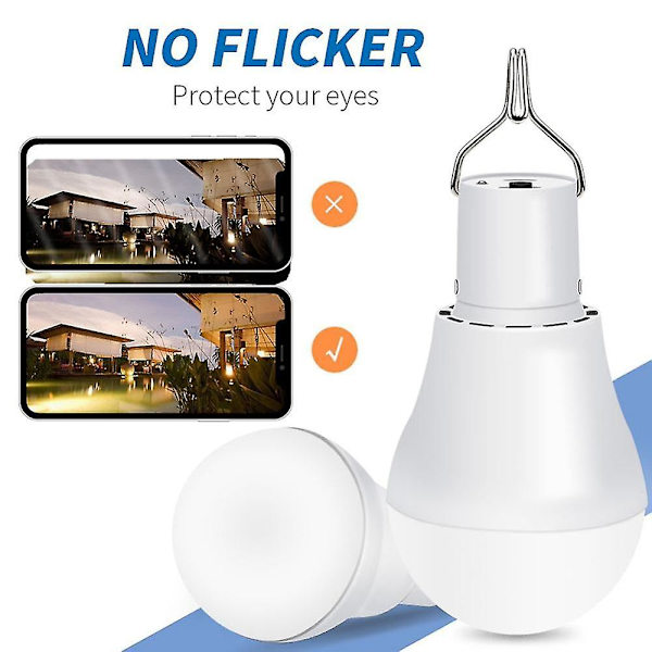 Bärbar LED-sollampa 15W Glödlampa LED-lampa USB Laddningsbar Solenergi Utomhus/Inomhus Resa Cam