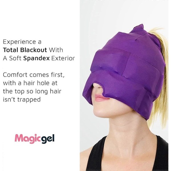 Magic Gel Migræne Hætte - Ismaske til Migræne og Hovedpine Lindring - Naturlig Migrænebehandling - Komfortabel og Mørk