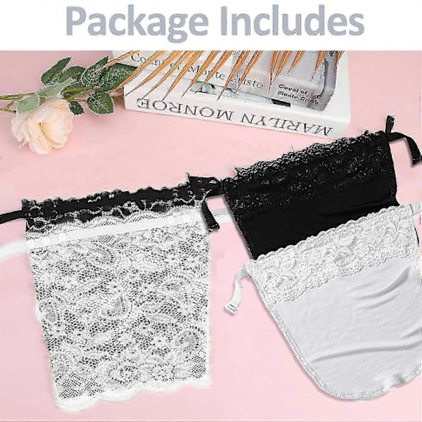 4 st Spets Privat Inbyggd BH, Justerbar Dam Clip-on Mock Camisole BH Spetsöverlägg Blygsamhetspaneler Väst, Spets Anti Peep Osynlig BH Väst för L
