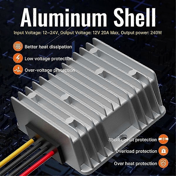 Jännitteenalennin 18 V - 12 V akkuadapterille DC 12 V 20 A 240 W jännitteenalennin jännitteensäädin