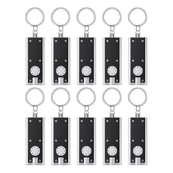 10-pack Mini LED-nyckelringslampa 12 Lumen Bärbar Ultra Ljus Flat Torch för Utomhus