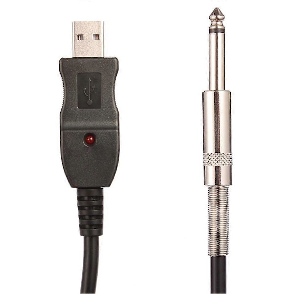 Gitarr till PC USB inspelningskabel Adaptor Konverterare Anslutning Interface 6,5 mm