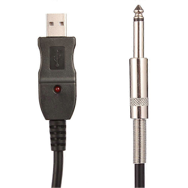 USB-kabel for gitarropptak til PC - Adapter, konverter, tilkobling, grensesnitt, 6,5 mm