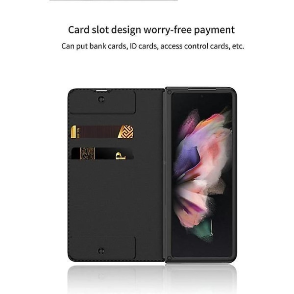 Galaxy Z Fold 2 5G Fodral Läder Fällbar Slim Flip Case Velcro Pen Slot Avtagbar Fällbar Samsung G