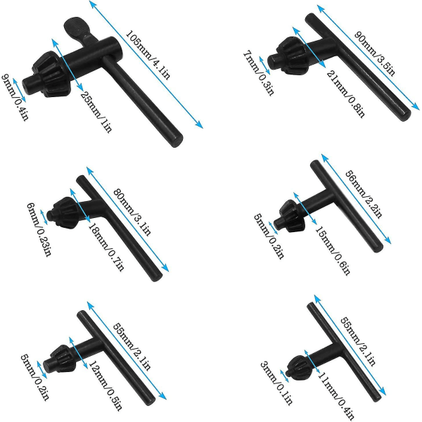 Universal Borrchucknyckel 4/6/10/13/16/20 Mm Borrchucknyckel För Borrchuck (6 Stycken)