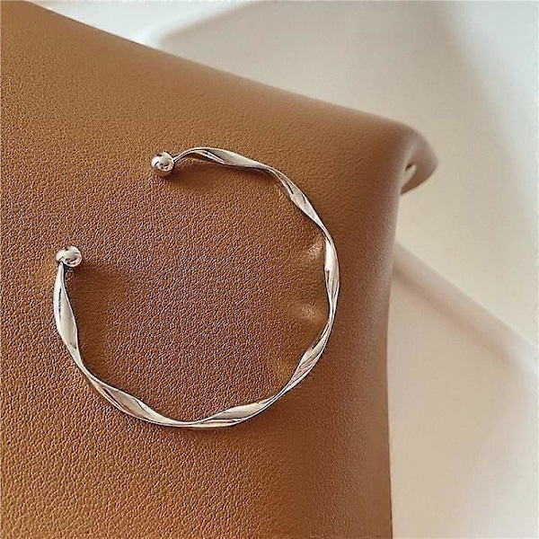 Retro Mansjett Armbånd Blank Åpning Bangles for Kvinner Minimalistisk Vridd Håndledd Smykker
