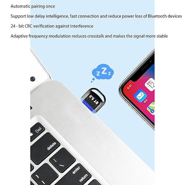 USB Bluetooth 5.0 Adapter Modtager 5.0 Bluetooth Dongle Adapter til PC Laptop BT Sender