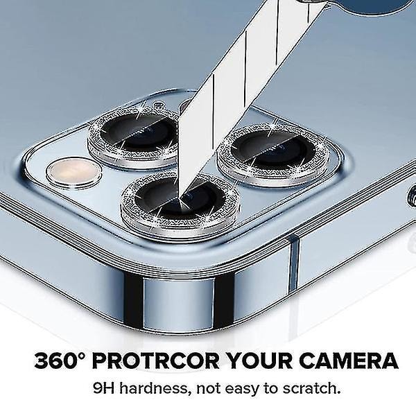 Linssi iPhone 14 Pro Max -kameralle Linssinsuojus Lasikalvo Timantti Hopea (2 KPL)