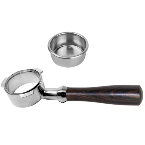 54mm Bottenlös Portafilter - Passar Barista Express, Pro, Press, 1 X Filterkorg. (trä)
