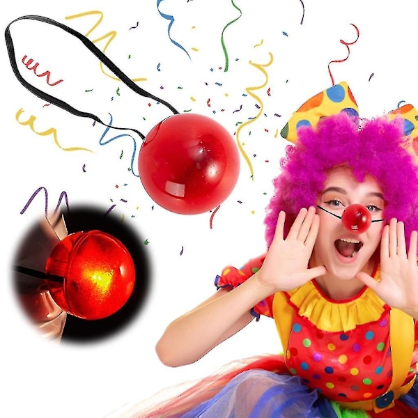 3 st LED-upplysta röda clownnäsor för Röda Näsans Dag, Nyhet Circus Tillbehör Cosplay, 100% Ny