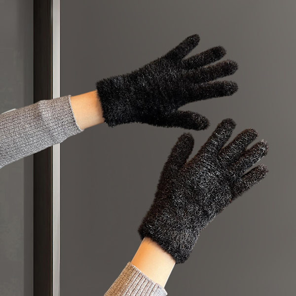 1 Par Vinterhansker for Damer Vindtette Tykke Varme Fem Fingre Elastisk Mansjett Myk Slitesterk Anti-Skli Sykling Utendørs Hansker