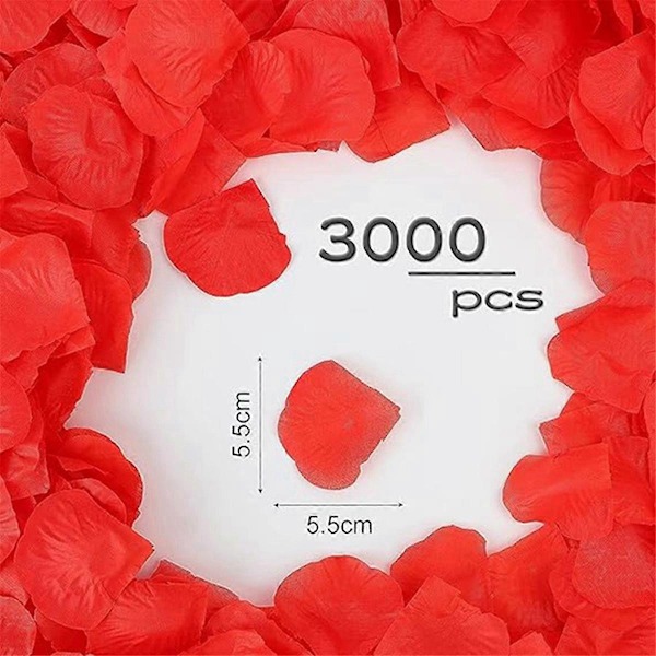3000 stk Roseblader, Blomst, Roseblader egnet for seng & Valentinsdekorasjoner, Marry Me-dekorasjoner, Artif