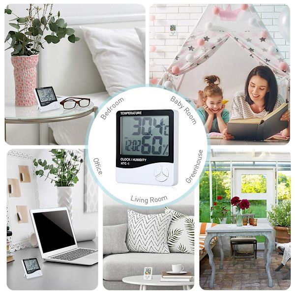 HTC-1 Temperatur- och fuktighetsklocka vit