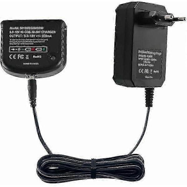 Erstatningsoplader kompatibel med Black & Decker 9.6V 12V 14.4V 18V Nicad Nimh batteri HPB18-OPE HPB18 HPB14 HPB12 HPB96 244760- SZRH A-F