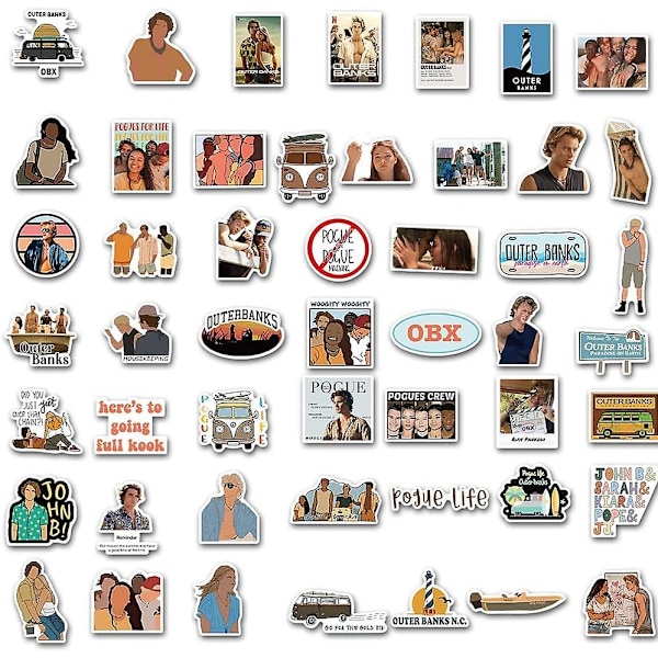 100 st Outerbanks Obx Pogue Life Vattentäta Vinyldekaler för Laptop, Skrapböcker, Vattenflaskor, Skateboards, John B Jj Stickers Present