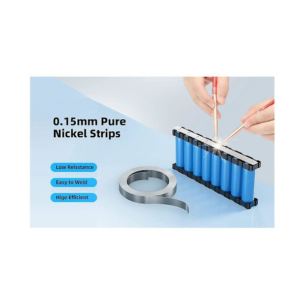 Puhdas Nikkeli Nauhat, 32Ft 0,15 X 8Mm Paksu Nikkeli Nauhat Suurikapasiteettisten Akkupakettien Valmistukseen & Akun Pistehitsaukseen