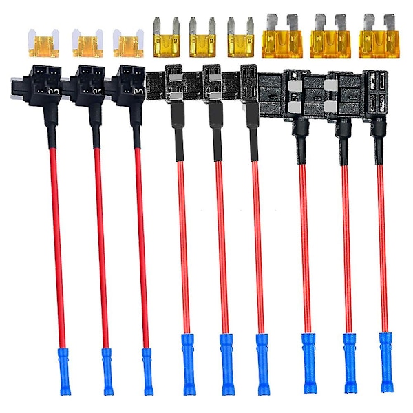 3 Typer Add-a-circuit Adapter & Sikringskit - Sikringsaftapning Sikringsholder Med Sikring Til Biler Lastbiler Både