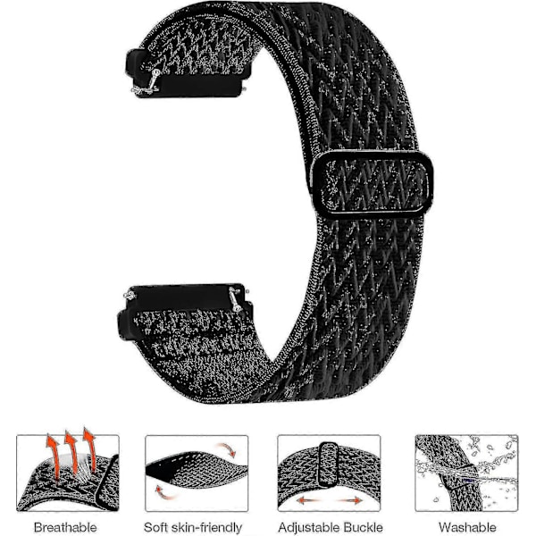 4-pak justerbare elastiske bands kompatibel med Fitbit Versa 2 / Versa / Versa Lite, blødt nylonstof åndbart strækbart udskiftningsremme til V